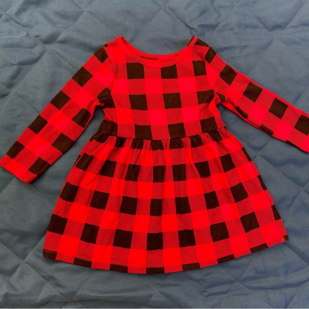 Cat & Jack red and black plaid dress 18 months